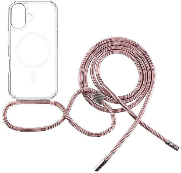 Handyhülle FIXED MagPure Neck mit rosa Lanyard für Apple iPhone 16 ...