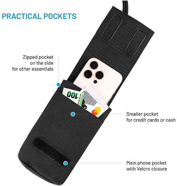 Softcase-Handyhülle FIXED Camino Case mit Lanyard für Handys bis 7