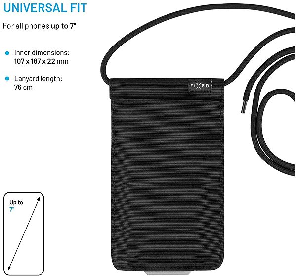 Softcase-Handyhülle FIXED Camino Sling mit Umhängeband für Handys bis 7