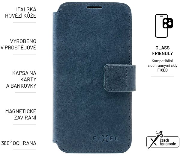 Mobiltelefon tok FIXED ProFit Samsung Galaxy M53 5G kék valódi marhabőr tok ...