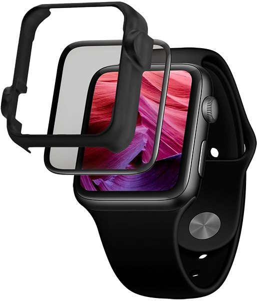 Glass Screen Protector FIXED 3D Full-Cover with Applicator for Apple Watch 44mm Black Screen