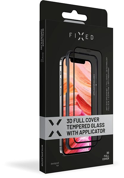 Glass Screen Protector FIXED 3D FullGlue-Cover with Applicator for Apple iPhone 12 Pro Max Black PLA
