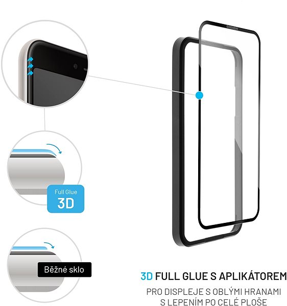 Ochranné sklo FIXED 3D FullGlueCover s aplikátorem pro Apple iPhone 13/13 Pro černé Vlastnosti/technologie