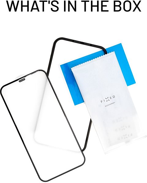 Schutzglas FIXED 3D FullGlue-Cover mit Applikator für Apple iPhone 13/13 Pro schwarz Packungsinhalt