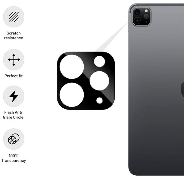 Ochranné sklo FIXED Lens-Cover s Flash Anti Glare Circle na Apple iPad Pro 12,9