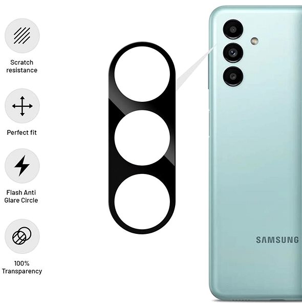 Ochranné sklo na objektív FIXED Lens-Cover s Flash Anti Glare Circle pre Samsung Galaxy A13 Vlastnosti/technológia