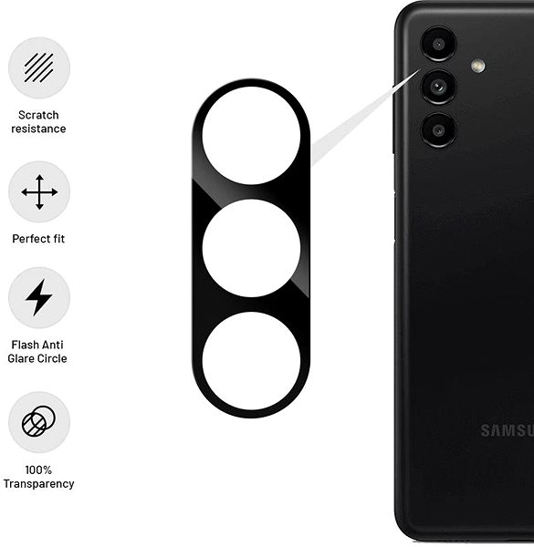 Kamera védő fólia FIXED Lens-Cover, Flash Anti Glare Circle Samsung Galaxy A13 5G készülékhez Jellemzők/technológia