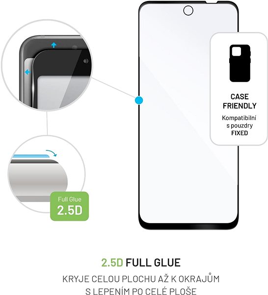 Üvegfólia FIXED FullGlue-Cover Motorola Moto G62 5G üvegfólia - fekete Jellemzők/technológia