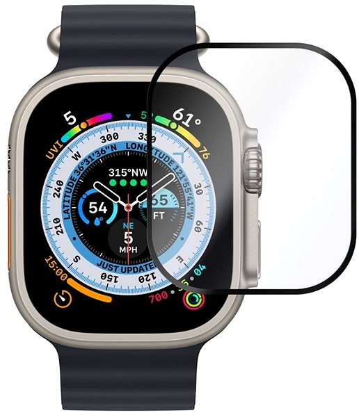 Üvegfólia FIXED Armor Apple Watch Ultra 49mm üvegfólia - fekete + applikátor ...