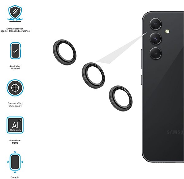 Üvegfólia FIXED Camera Glass Samsung Galaxy A54 5G üvegfólia - fekete ...