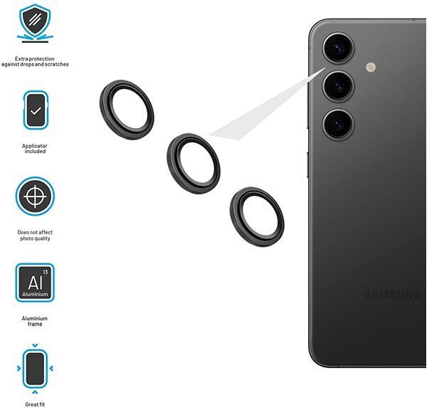 Üvegfólia FIXED Camera Glass Samsung Galaxy S24 üvegfólia - fekete ...