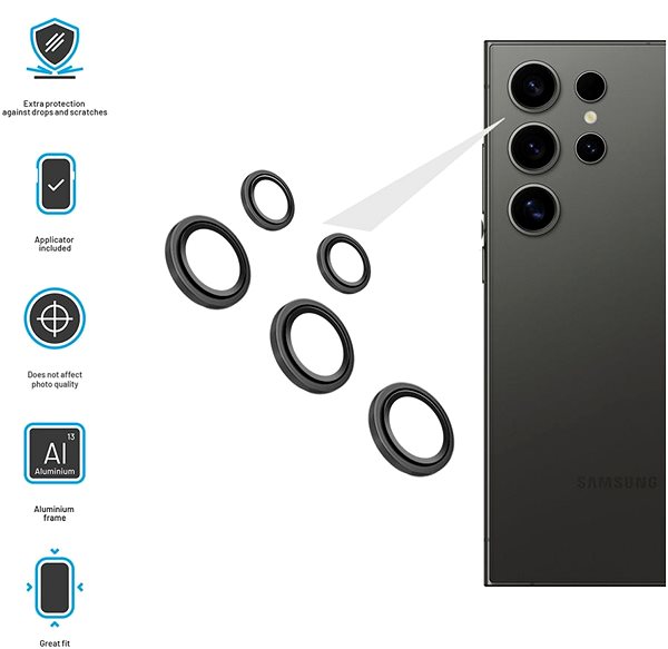 Üvegfólia FIXED Camera Glass Samsung Galaxy S24 Ultra üvegfólia - fekete ...