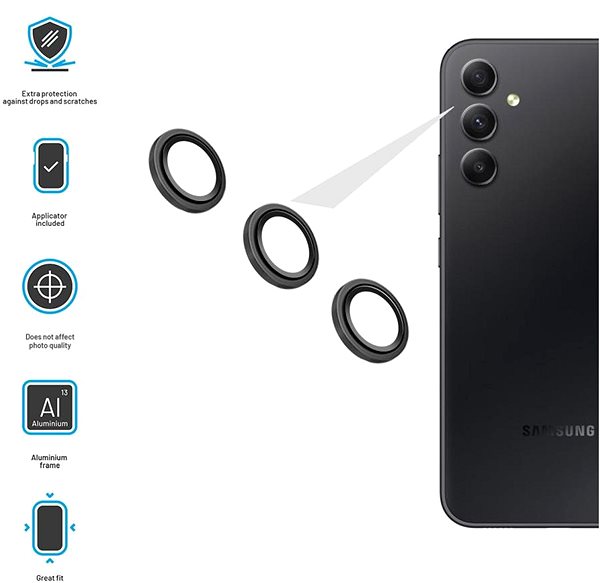 Üvegfólia FIXED Camera Glass Samsung Galaxy A34 üvegfólia - fekete ...