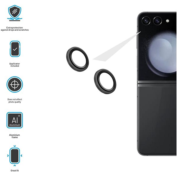 Üvegfólia FIXED Camera Glass Samsung Galaxy Z Flip 5 5G üvegfólia - fekete ...