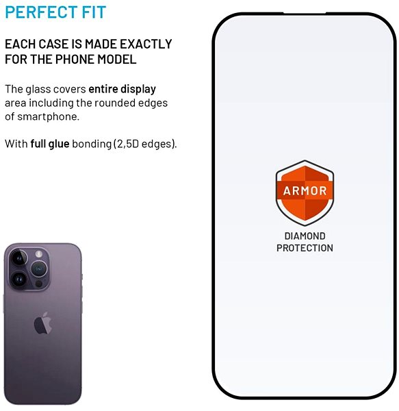 Glass Screen Protector FIXED Armor with AR layer and Anti-dust applicator for Apple iPhone 14 Pro Max black ...