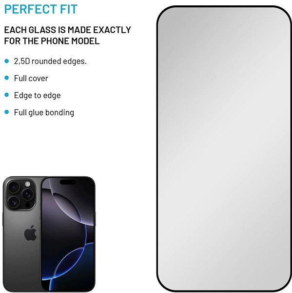 Glass Screen Protector FIXED Privacy FullGlue-Cover for Apple iPhone 16 Pro black ...