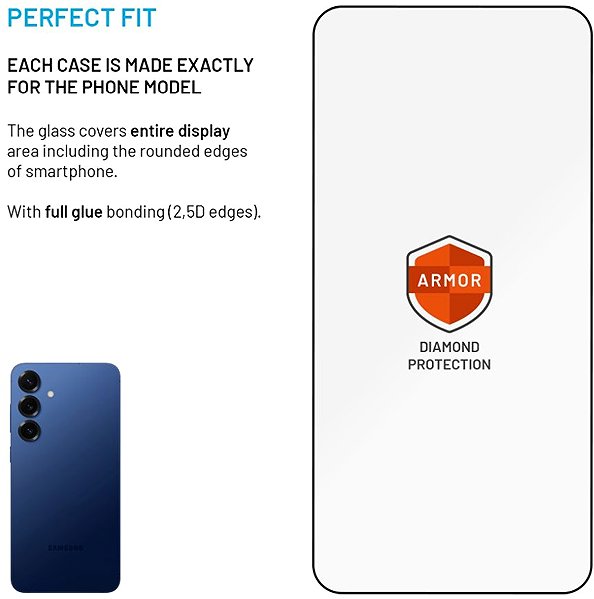 Glass Screen Protector FIXED Armor with Anti-dust applicator and AR layer for Samsung Galaxy S24+/S25+ black ...
