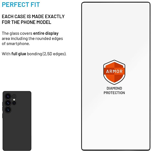 Üvegfólia FIXED Armor Samsung Galaxy S25 Ultra fekete üvegfólia + Anti-Dust applikátor, AR réteg ...