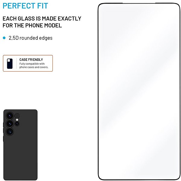 Glass Screen Protector FIXED FullGlue-Cover for Samsung Galaxy S25 Ultra black ...