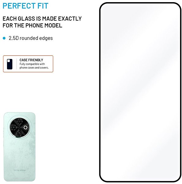Glass Screen Protector FIXED FullGlueCover for Tecno Spark 30C 4G black ...