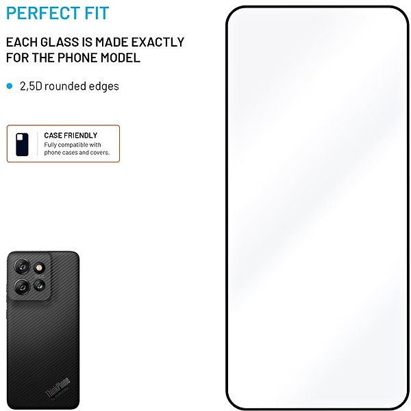 Glass Screen Protector FIXED FullGlueCover for Motorola ThinkPhone 25 5G black ...