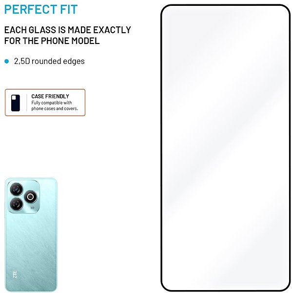 Glass Screen Protector FIXED FullGlueCover for ZTE Blade A75 4G black ...