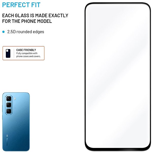 Glass Screen Protector FIXED FullGlueCover for Infinix Hot 50 5G black ...