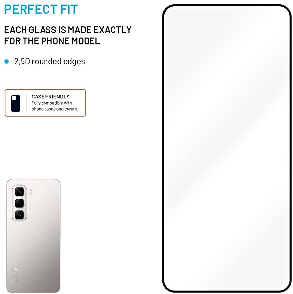 Glass Screen Protector FIXED FullGlueCover for Infinix Hot 50 Pro 4G black ...