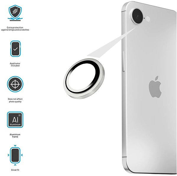 Objektiv-Schutzglas FIXED Camera Glass für Apple 17e/16e silber ...