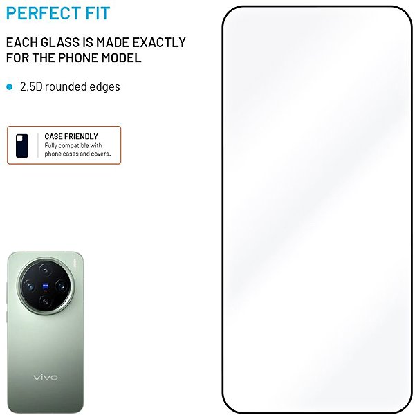Glass Screen Protector FIXED Full-Cover for Vivo X200 Pro Mini black ...
