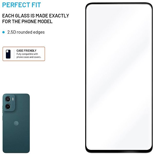 Glass Screen Protector FIXED Full-Cover for Motorola Moto G05/E15 black ...