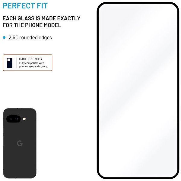 Glass Screen Protector FIXED FullGlue-Cover for Google Pixel 9a 5G black ...