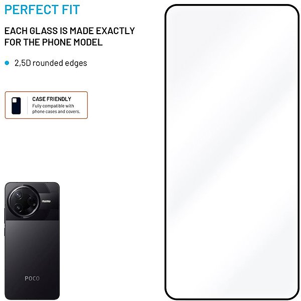 Glass Screen Protector FIXED FullGlue-Cover for POCO F7 Pro 5G black ...