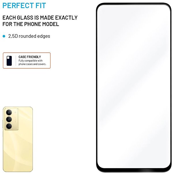 Glass Screen Protector FIXED FullGlue-Cover for Realme 14x 5G black ...