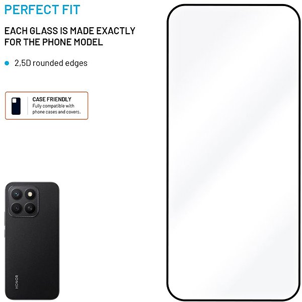 Glass Screen Protector FIXED FullGlue-Cover for Honor X8c 4G black ...