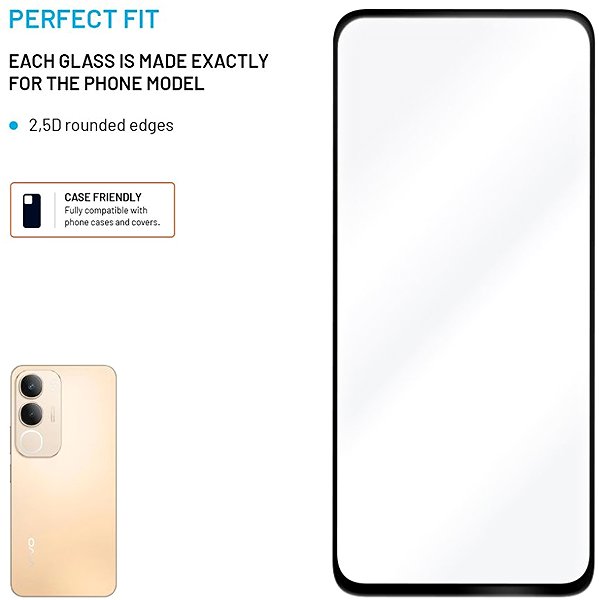 Glass Screen Protector FIXED Full-Cover for Vivo Y29 4G black ...