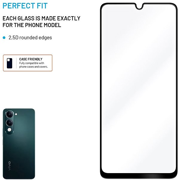 Glass Screen Protector FIXED Full-Cover for Vivo Y04 4G/Y29s 5G black ...