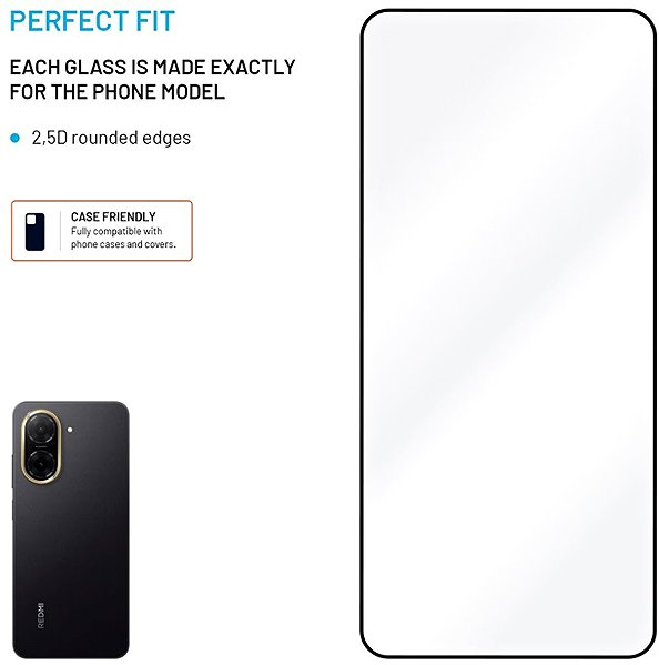 Glass Screen Protector FIXED FullGlue-Cover for Xiaomi Redmi A5 black ...