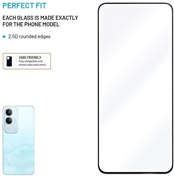 Glass Screen Protector FIXED FullGlue-Cover for Vivo Y19S 4G/Y29 5G black ...