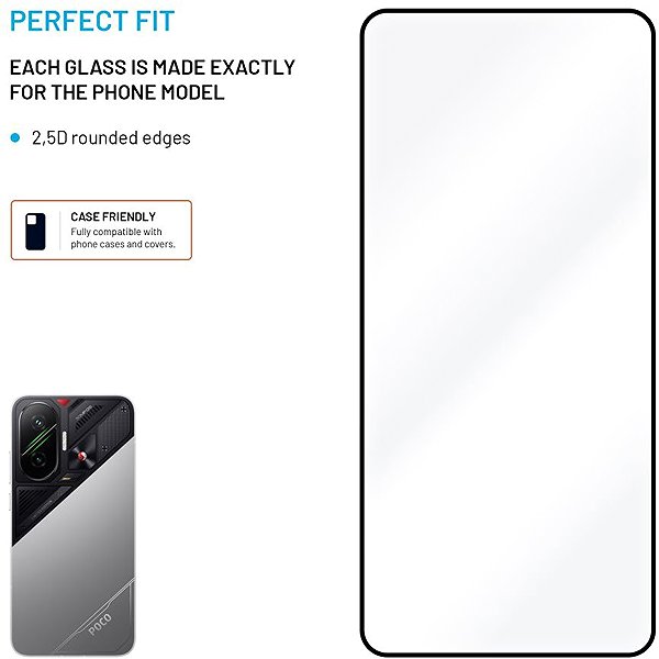 Glass Screen Protector FIXED FullGlue-Cover for POCO F7 5G black ...