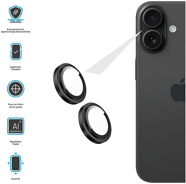 Kamera védő fólia FIXED Armor Camera Glass Apple iPhone 17 kamera védő fólia - fekete ...