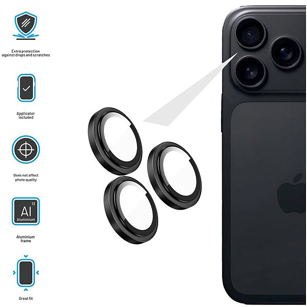 Objektiv-Schutzglas FIXED Armor Camera Glass für Apple iPhone 17 Pro/Pro Max schwarz ...