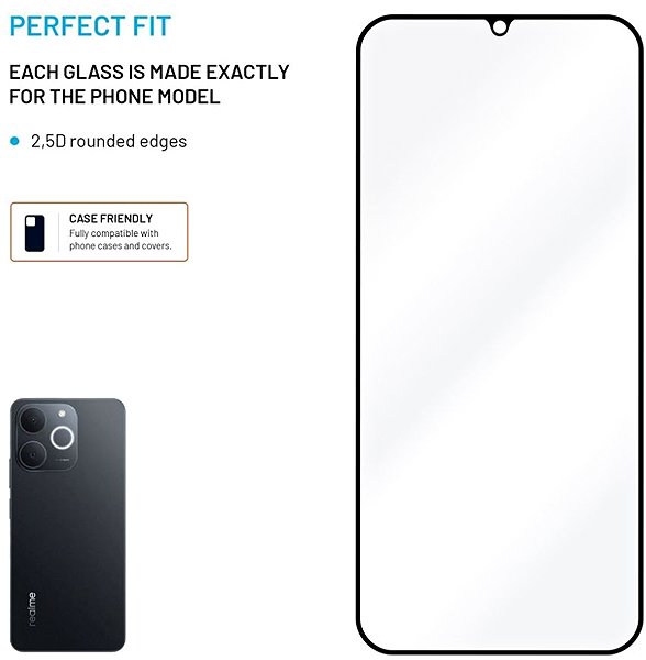 Glass Screen Protector FIXED Full-Cover for Realme Note 70T black ...