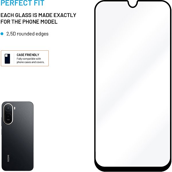 Glass Screen Protector FIXED Full-Cover Glue with Applicator for Xiaomi Redmi A7 Pro 4G, 2-Pack, Black ...