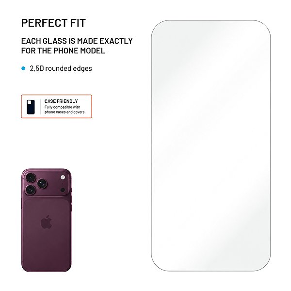 Glass Screen Protector FIXED with Anti-dust applicator for Apple iPhone 18 Pro/17 Pro – pack of 2, clear ...
