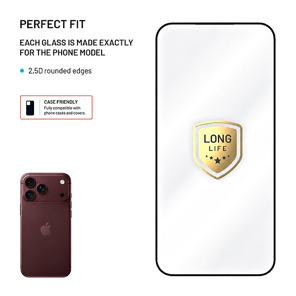 Glass Screen Protector FIXED Long-Life with Anti-dust applicator for Apple iPhone 18 Pro Max/17 Pro Max – black ...
