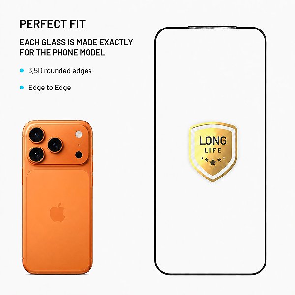 Glass Screen Protector FIXED Long-Life with Anti-Dust Applicator for Apple iPhone 17 Pro/18 Pro Black ...