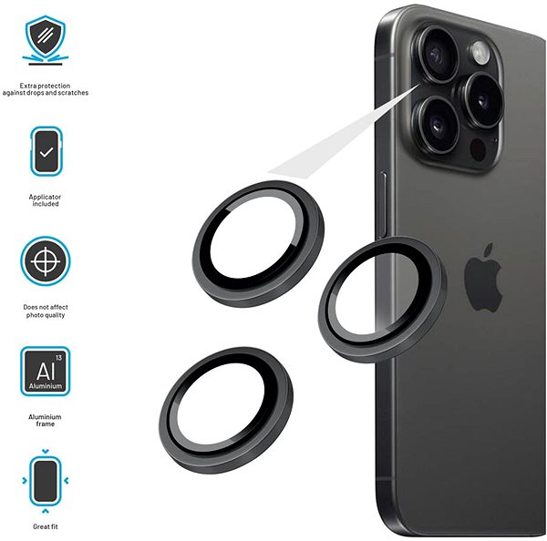 Glass Screen Protector FIXED Camera Glass for Apple iPhone 16 Pro/16 Pro Max black ...