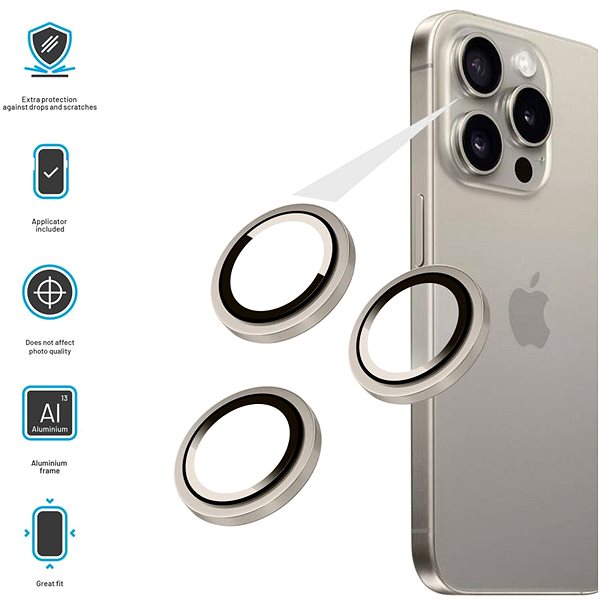 Glass Screen Protector FIXED Camera Glass for Apple iPhone 16 Pro/16 Pro Max natural titanium ...