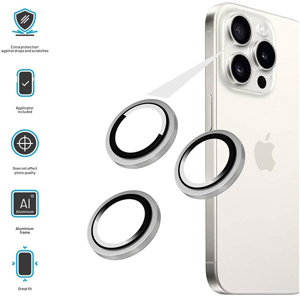 Glass Screen Protector FIXED Camera Glass for Apple iPhone 16 Pro/16 Pro Max white titanium ...